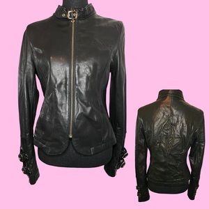 insane baby phat moto style leather jacket